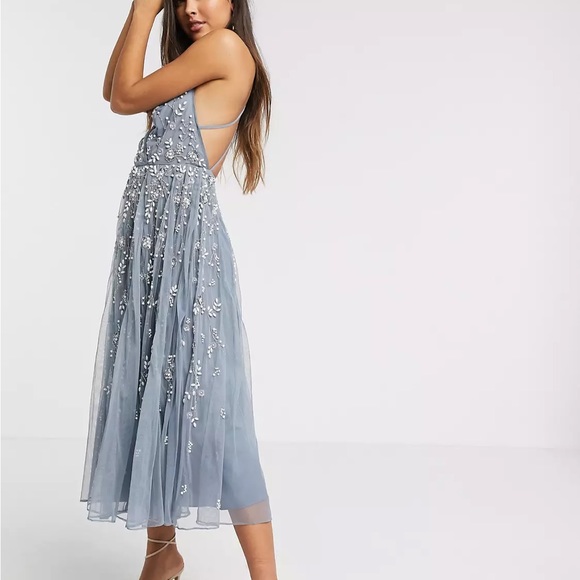 ASOS Dresses & Skirts - ASOS DESIGN strappy midi dress in delicate floral embellishment Size 12